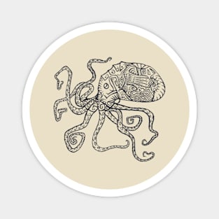 Octopus Drawing (Black) Magnet